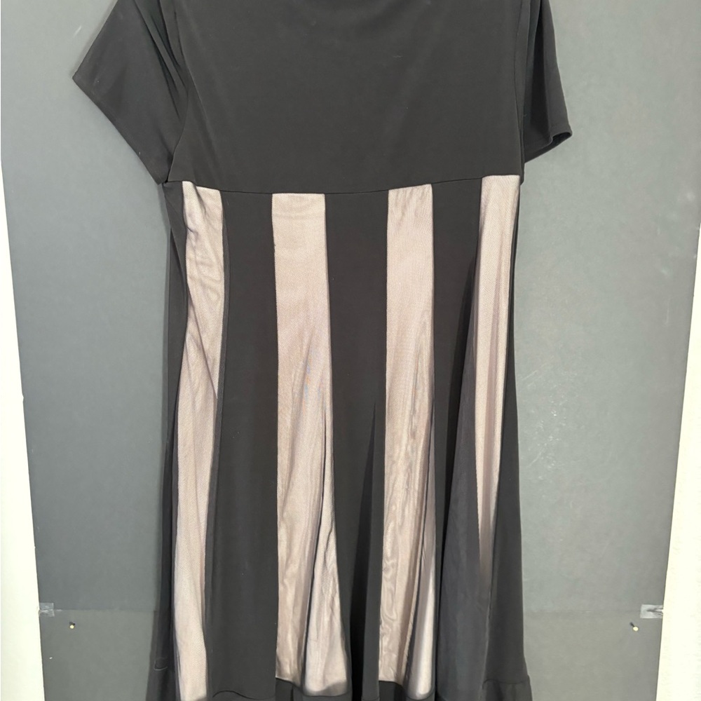 Elegant Black and Gray Striped Dress